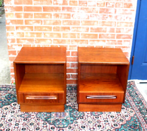 Pair Of Danish Teak Wood Mid Century Modern Nightstands Bedside Cabinet Set