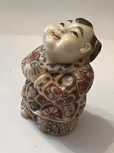Vintage Japanese Resin Netsuke 2 Figurine Praying Man 