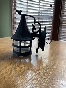 Vintage Cast Iron Porch Electric Light Sconce Arts Crafts Tudor Style
