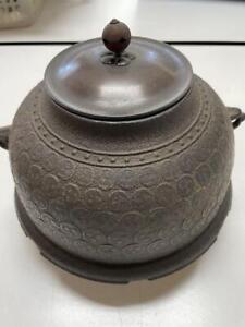 Ajiro Tetsu Japanese Cast Iron Tea Kettle Teapot Chagama Furo 22x20 5cm J5781