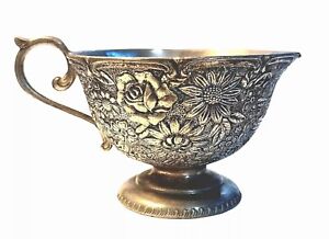 Vtg Holiday Import Silverplate Creamer Japan Mid Century Repousse Floral