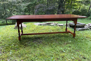 Vintage D R Dimes Cherry Dining Table With Stretcher Base And Turned Legs