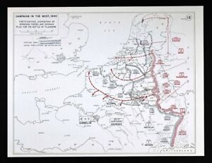 Wwii Map Battle Of Flanders Netherlands Belgium Holland Luxemburg Germany 1940