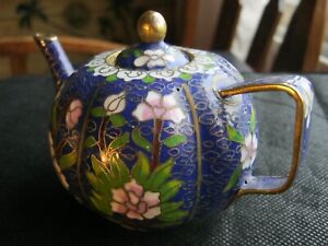 Oriental Miniature Cloisonne Teapot 8cm Tall