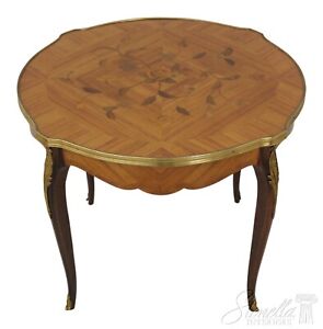 58574ec French Louis Xv Style Round Inlaid Coffee Cocktail Table