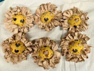 Primitive Flowers Bowl Fillers Handmade Ornies Ornaments Grunged Chickens