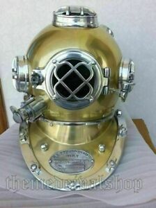 Brass Steel Full Size Maritime Gift Diving Divers Helmet Us Navy Mark V Antique
