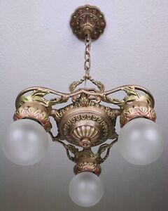Antique Vintage Cast Iron 30 S Ceiling Light Chandelier Quality Made 