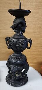 Antque Chinese Bronze Ming Lamp Candlestick 19th C Candle Holder