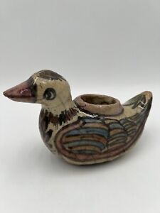 Antique 18th Century Handmade Middle Eastern Pottery Bird Vessel Sculpture Art