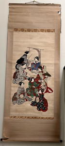 Antique Japanese Scroll Painting Female Musicians C Early 20th Century
