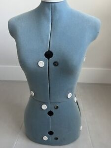 Vintage Adjustable Torso Sewing Draping Mannequin Dress Form Blue Felt