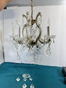 Beautiful Chandelier Antique Crystal Maria Theresa 5 Lights Old Lustered Read De