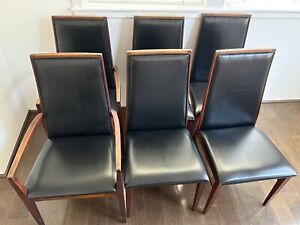 Vintage Milo Baughman Style Walnut Dining Chairs By Dillingham Set Of Six
