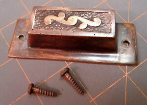 Antique Bin Pull Mission Arts And Crafts Copper Flashed Brass Mallory W Screws