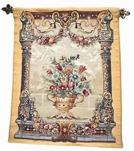 French Tapestry 5223 Floral Jardin Beaumesnil Made In France Vtg 47 X 36 
