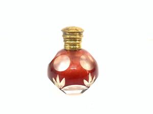 Antique Cut To Clear Glass Ruby Red Perfume Bottle