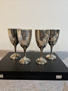 Set Of 4 Vintage International Silver Co Smooth Stemmed Wine Goblets 7 Glasses