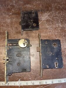 Vintage Brass Corbin Mortise Metal Plate Door Lock Plates Lot Of 3 Inserts