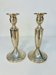 Vintage Pair Of Towle Sterling Silver 7 Candlesticks Weighted Reinforced 035