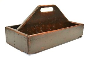 Primitive Rustic Wooden Tool Caddy Red Brown 21 3 In X 10 5 In X 10 In 