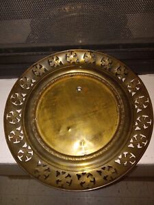 Antique Vintage Gold Tone And Copper Middle East Persian Tray Plate Collectible
