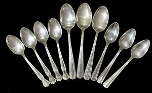 Lot Of 10 Silver Plated Spoons Flatware Vintage Old Company American Victor Silv