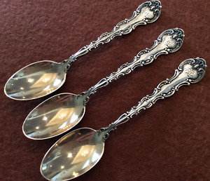 Lot Of 3 Gorham Strasbourg Sterling Silver Demitasse Spoons W Gold Washed Bowls