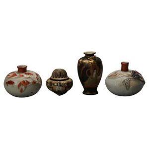Four Antique Japanese Satsuma Porcelain Vases C1920