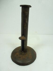 Antique 19th Century Wrought Iron Hogscraper Candleholder Stamped Shaw