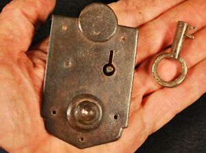 Japanese Antique Edo Meiji Era Iron Tansu Lock With Working Key