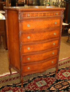 Fabulous French Louis Xv Style Inlaid Kingwood High Chest Of Drawers Dresser