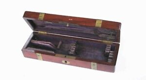 C1850 60s Brass Bound Mahogany Surgical Medical Tool Case No Tools