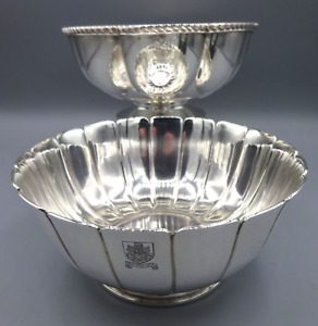 2 Vintage High Quality Silver Plated Bowls Hand Engraved Bermuda Crest On Each