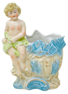 5 1 4 Antique Bisque German Cherub Figurine Vase 10086 Gebr Der Heubach