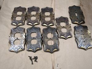 Lot 9 Amerock Carriage House 2 Switch Plate 7 Outlet Covers Brass Metal Electr