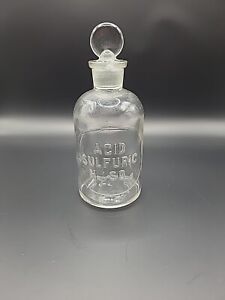 Vintage Wheaton Made Usa Acid Sulphuric H2 So4 Apothecary Bottle W Glass Stopper