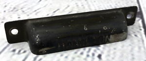 Antique Vintage Hamilton Printer Drawer Cup Pull Handle Aluminum Tin Black 4 