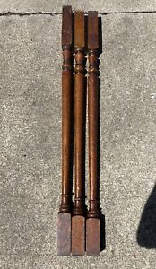 3 Antique Turned Wood Oak Staircase Spindles Balusters 38 5 39 5 H Salvage