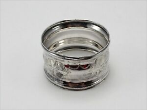 Silver Plate Napkin Ring W Floral Design No Monogram