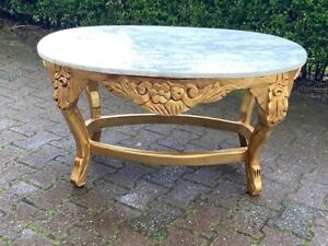 1940 S French Louis Xvi Coffee Table With Italian Marble Top