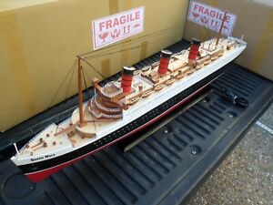 Queen Mary High Quality Wooden Model Ship W Led Light 40 Minor Assembly Require