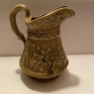 Antique Old Village Witch Hunt Pottery Pitcher