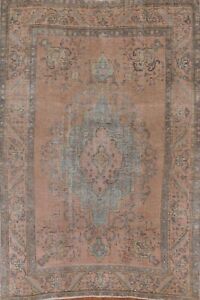 Antique Overdyed Floral Traditional Rug 7x9 Handmade Wool Home Decor Carpet