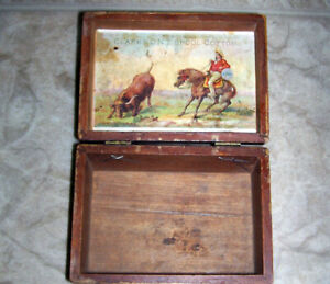 Antique Clark S O N T Spool Cotton Thread Wood Box