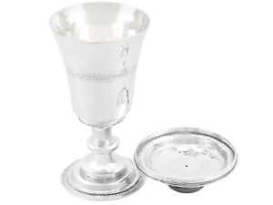 Elizabethan Sterling Silver Communion Chalice And Paten 214g Height 16 1cm