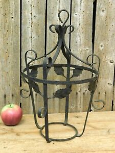 Antique Vintage Wrought Iron Hanging Plant Holder Garden 14 1 2 Inches High