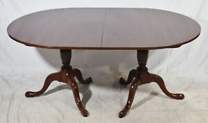 Kittinger Richmond Collection Mahogany Two Pedestal Dining Table With 3 Leaves