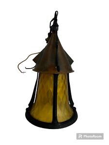 Vintage Cast Iron Hanging Spanish Mission Lamp