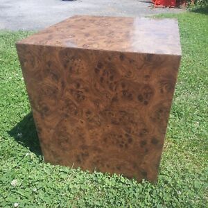 Mid Century Modern Burl Wood Laminate Side Table 17 X 15 X 15 